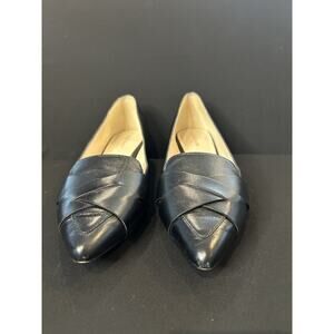 Cole Haan Camila Skimmer Leather Pointed Toe Weave Flat Shoes size 6 in Black